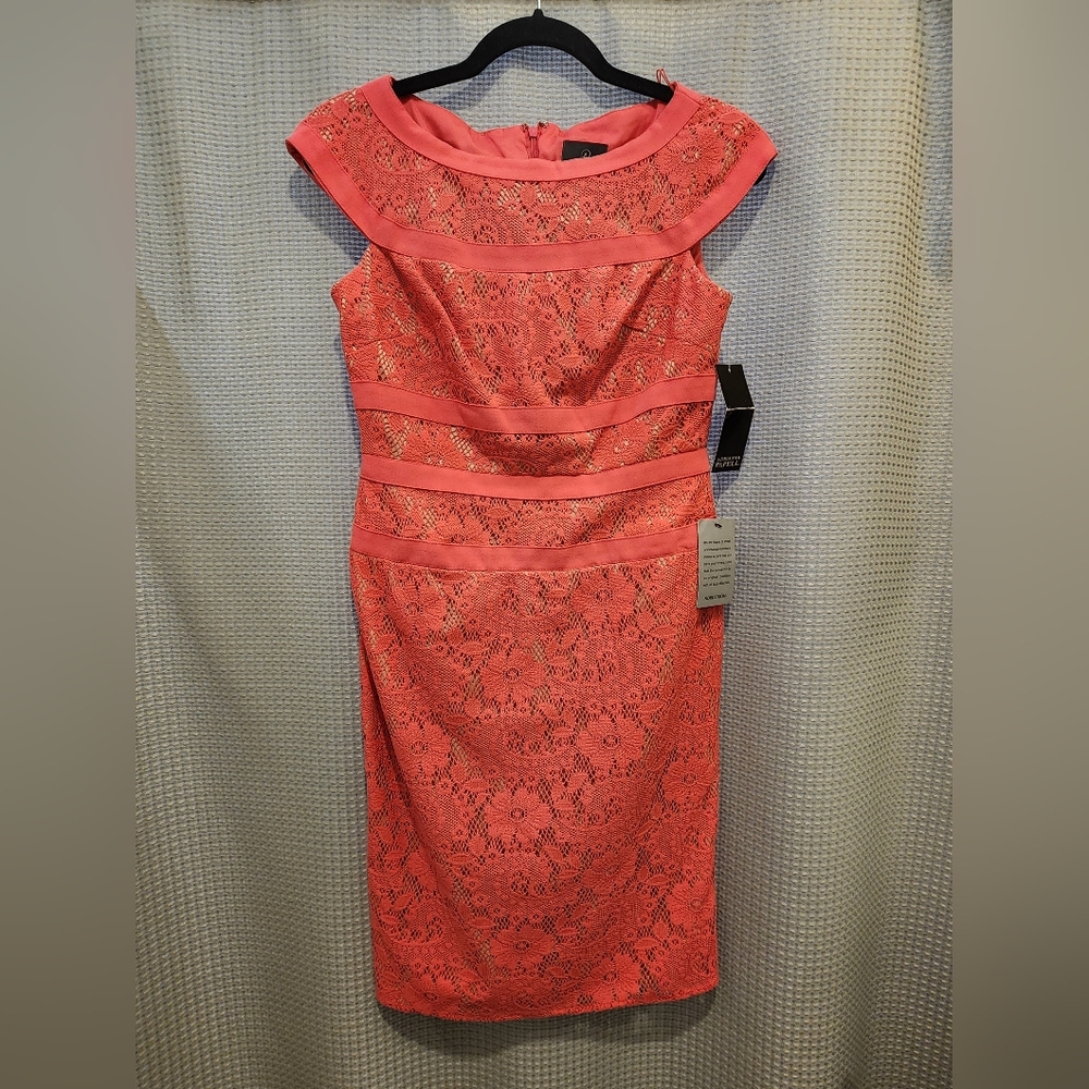 NWT Adrianna Papell Coral Cocktail Dress